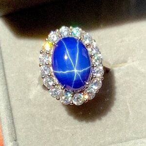 10 Carat Star Sapphire Halo Ring